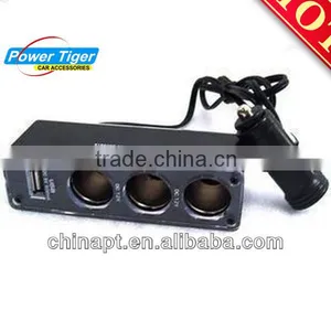 Three Outlets Toggle Switch Car Cigarette Socket With OneUSB thumbnail-1