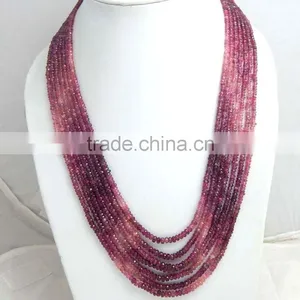 Natural Multi Tourmaline Roundel Faceted Beads thumbnail-1