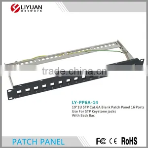 LY-PP6A-14 16 Ports Cat.6A STP 19" 1U Blank Patch Panel for Wallmount RJ45 Keystone Jacks thumbnail-1
