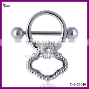 16g Surgical Steel Diamond Nipple Piercings thumbnail-1