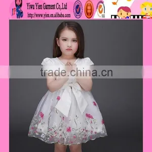 Top Quality Cartoon Baby Kids Traditional Dresses Satin Material Sweet Girl White Ball Gown Dresses for Kids thumbnail-5