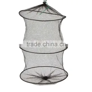 Mini 2 Layers 29.5cm Small Fish Lobster Shrimp Collapsible Portable Nylon Mesh Fishing Net Cage thumbnail-1