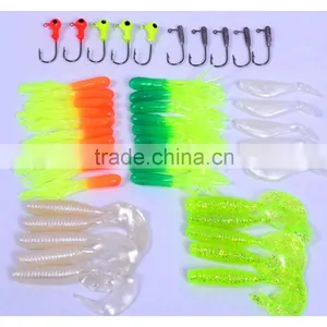 35Pcs Soft Plastic Worm Fishing Baits 10 Lead Jig Head Hooks Simulation Suite Set Lures Tackle thumbnail-5