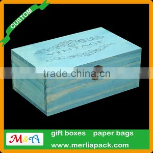 DIY Crafts Wood Chest Box Hinged Metal Clasp Rectangle Memorable Box thumbnail-3