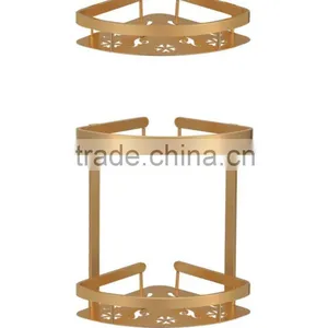 Aluminum Bathroom 2-Tier Corner Shelf Basket Wall Mounted, Silver Sand Sprayed thumbnail-3