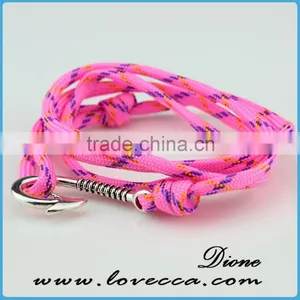 Wholesale Nylon Rope Navy Style Alloy Anchor Bracelet thumbnail-5
