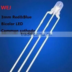 Through Hole Package Type and DIP LED Diodes 3mm Red Blue Bicolor LED Common Cathode thumbnail-1