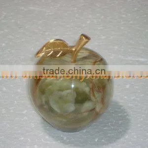 Most Amazing WHOLESALE 2017 NATURAL STONE ONYX APPLE WITH BRASS LEAF HANDICRAFTS thumbnail-5