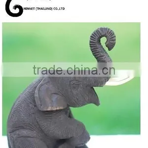 Wood Carved Elephant From Thailand thumbnail-2