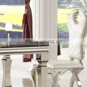 TH376 Modern Steel Frame Marble Dining Table thumbnail-2