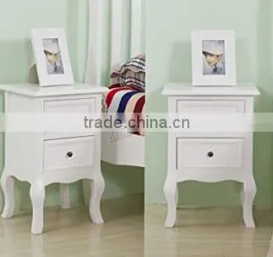 Set of Two Small Traditional Style Bedside Table in White thumbnail-2