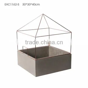 Square Concrete Hanging House Like Flower Pot Succulent Pot thumbnail-4