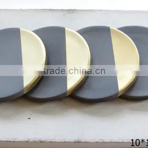 4 Set Gold Concrete Coasters With Cork Bottom thumbnail-2