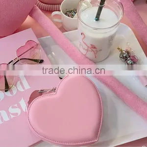 Sweet Heart Design Ladies Zipper Card Wallets Cute Coin Bag With Pink Pendant thumbnail-2