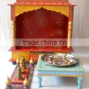 Beautifully Hand Painted Wooden Temple With 1 Drawer thumbnail-6