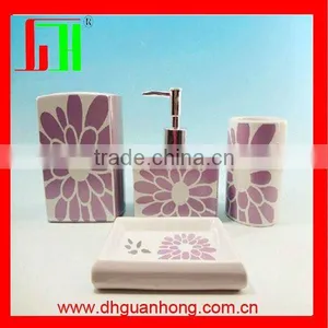 4pcs Square White Ceramic Bathroom Set With Full Printing thumbnail-1