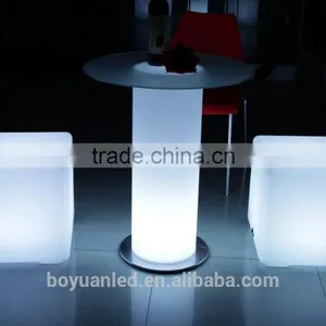 Hot Sale Led Luminous Round-shaped Glass Top Dining Table thumbnail-4