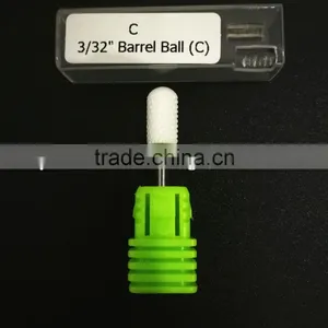 Polishing Drill Barrel Ball Total Length 40MM Course Type Head Blade Diameter 13MM White Ceramic Burr for Nail thumbnail-1
