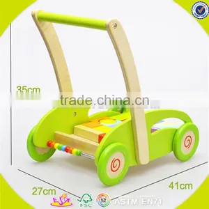 Wholesale Top Quality Wooden Baby Blocks Cart Toy Colorful Wooden Baby Blocks Cart Push Walker W16E027 thumbnail-3