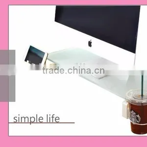 Monitor PC Stand With USB Hubs & Plug, Glass Compute Monitor Stand thumbnail-2
