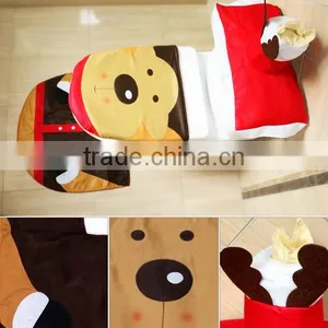 2016 New Product Cheap Set of 3pcs Xmas Santa Claus Closestool Toilet Seat Cover &Rug &Tank Cover thumbnail-3