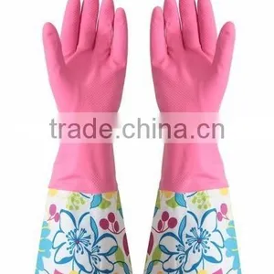 Household All Purpose Retro Funky Floral Design Rubber Gloves Wash up thumbnail-1