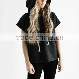Unisex Sleeves Shirt Polo Hoodies Women Short Dolman Sleeve Oversized Boxy Hoody Sweater Streetwear Hoodie thumbnail-2