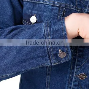 Button Front Stone Washed 10.5OZ Cotton Denim Jacket Jeans Denim Pants thumbnail-3