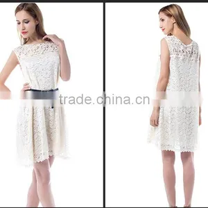 Maxnegio Hot Sale White Lace Short Dress for Ladies thumbnail-5