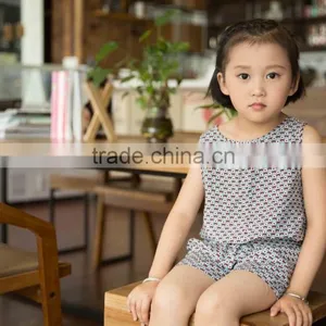 New Fashion Girl Sleeveless Set Chifon Blouse Set for Baby Girl Printed Flower Dress Jumpsuit thumbnail-5