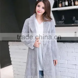 2016 Fur Coat Women's New 2016 Winter Overcoat Female Outerwear Real Rabbit Fur With Long DesignThicken Warm Top Fur Jacket thumbnail-1