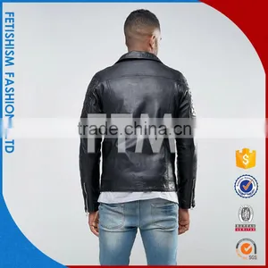 Men's Casual Black Jacket Collar Young Men PU Slim Long Sleeved Neat Locomotive Leather Coat thumbnail-3