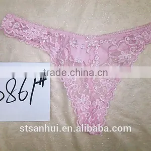China Factory Wholesale Women Stylish Embroidery Sexy Transparent Thongs Panty thumbnail-1