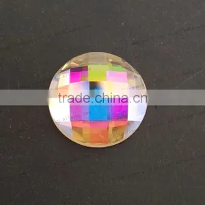 Crystal AB Round Shiny Glass Flat Back Rhinestone Crystal Stone thumbnail-6