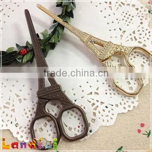 Vintage Zakka Handicraft Sewing Gold Craft Eiffel Tower Scissors thumbnail-2