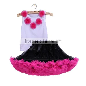 Fashionable Kids Girls Solid Cotton Sleeveless Top & Pettiskirt Short Toddler Girls Summer Boutique Dress for Holiday thumbnail-1