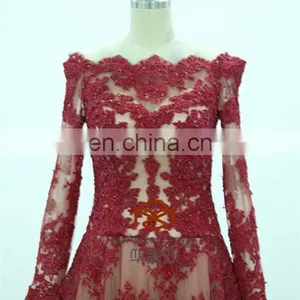 Zuhair Murad Dresses Price Red Carpet Long Sleeve Lace Celebrity Dress HMY-D170 Real Model thumbnail-3