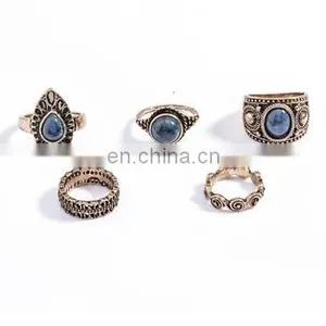 5PCS/Set Fashion Jewelry Gold Plated Turquoise Above Knuckle Ring Midi Ring thumbnail-5