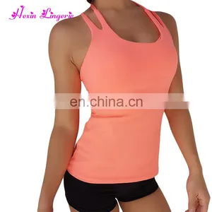 Oem Factory Wholesale Fashion Women Sports Yoga Orange Tank Top Gym thumbnail-1
