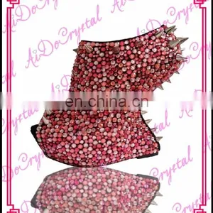 Aidocrystal Handmade Unique Open Toe High Heel Red Rivet Crystal Wedge for Lady thumbnail-1