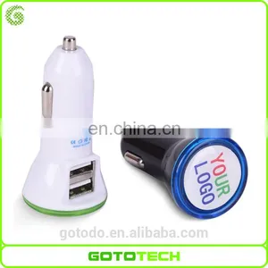 Car Dual Usb Charger With Your LOGO and LED Ring, Micro Universal Dual Usb Car Charger thumbnail-1