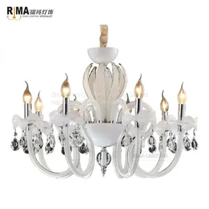 Modern Home Decorative Lighting White Murano Glass Crystal Chandelier RM8811-8 thumbnail-1