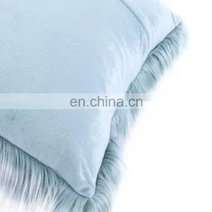 Repreve 100% Polyester Latest Design Luxurious Fashion Blue Mongolian Long Hair Long Fur Cushion for Home Decor thumbnail-5