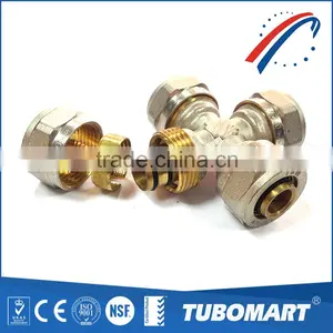 Tubomart HPB58-3A Brass Screw Cross Fitting Chrome-plated Gas Pipe Fitting for Heating thumbnail-3