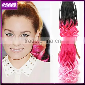 Two Tone Synthetic Curly Hair Band Ponytail thumbnail-1