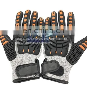 Anti Impact & Cut 13G HPPE Liner Nitrile Sandy Coated TPR Oilfield Impact Gloves thumbnail-2