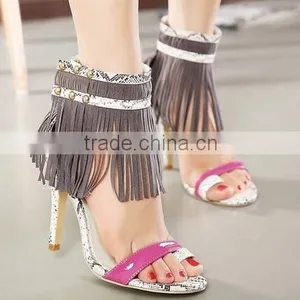 C89232A New Fashion Lady High Heel Shoes Women Tassel Shoes thumbnail-2