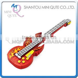 Mini Qute DIY Kid Cute Kawaii Musical Instrument Bass Guitar Action Figure Plastic Model Building Block Educational Toy NO.25509 thumbnail-1