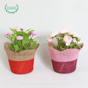 Burlap Fabric Plant Pot for Planter Jute Flower Pot Cover thumbnail-1