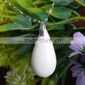 Enamel Famille Rose Porcelain Glazed Ceramic Rain Drop Pendant Necklace thumbnail-3